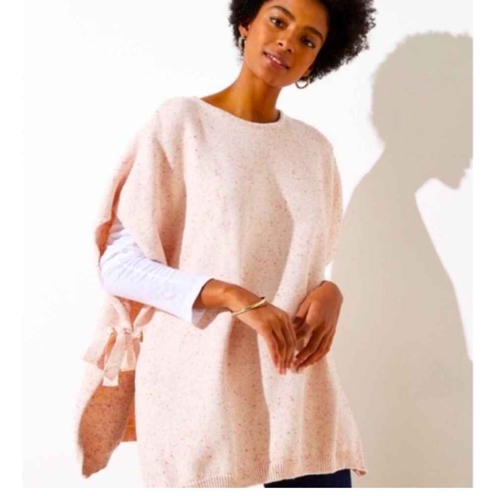 NWT Pink Speckled Confetti Side-tie Sweater Poncho